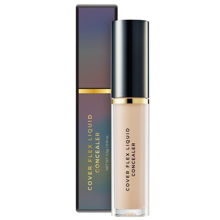 BOM COSMETICS Cover Flex Liquid Concealer 0.20oz Perfect Long Lasting Concealer Full Coverage with Hypoallergenic Formula for Sensitive Skin, Tea tree & Centella for Soothing, KoreanMakeup