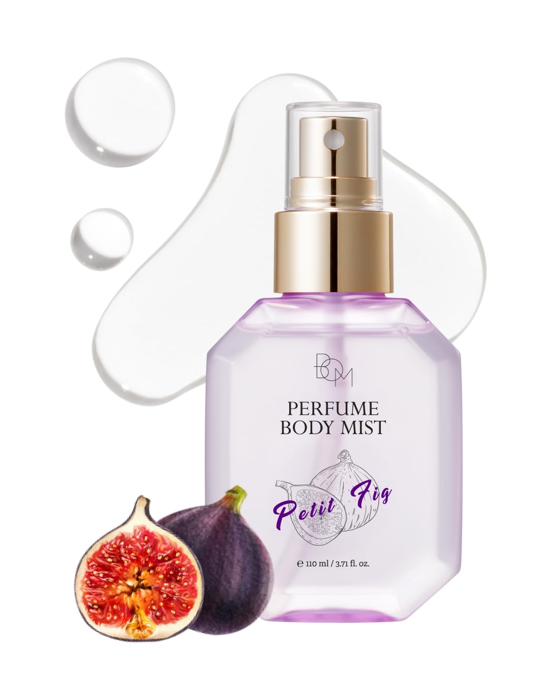 BOM Petit Fig Perfume Body Mist 3.71 Fl Oz, Fig Scented Fine Mist with Hyaluronic Acid, Niacinamide & Vitamin C, Hydrating, Lightweight Spray with Long-Lasting Fragrance, Korean Skincare