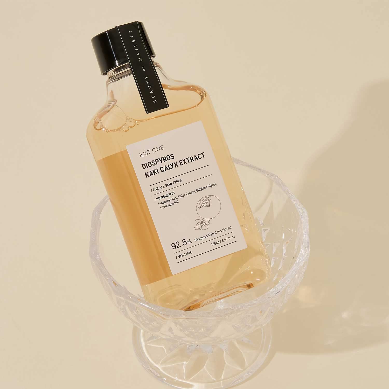 BOM Just One Herbal Extract 150ml 5.07 fl. oz. 92.5% Organic Vegan Facial Toner Alcohol Free for Face, Scalp, Natural Ingredients (Diospyros kaki Calyx)