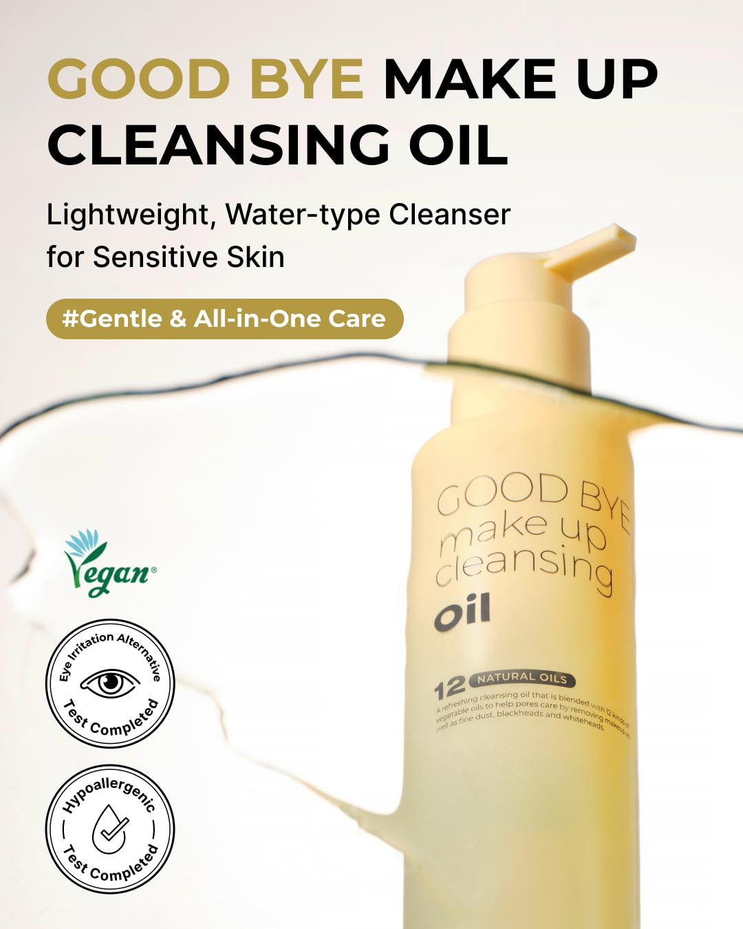 BOM COSMETICS Good Bye Makeup Cleansing Oil 6.76 fl oz. Pore Care and Daily Exfoliation with Residue-Free Oil Cleanser, Watery Lightweight Texture for Face Wash and Makeup Removal, for Sensitive Skin