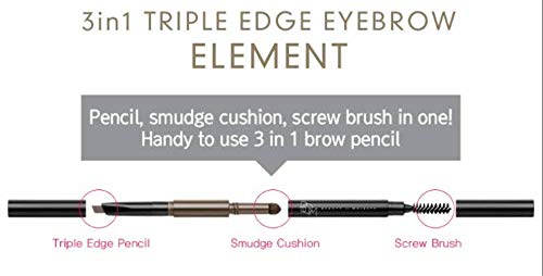 BOM 3 in 1 Triple Edge Eyebrow Pencil with Blender and Spoolie Long Lasting Waterproof