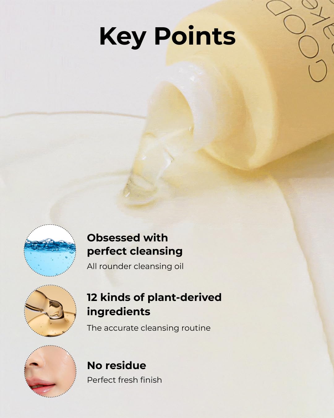 BOM COSMETICS Good Bye Makeup Cleansing Oil 6.76 fl oz. Pore Care and Daily Exfoliation with Residue-Free Oil Cleanser, Watery Lightweight Texture for Face Wash and Makeup Removal, for Sensitive Skin