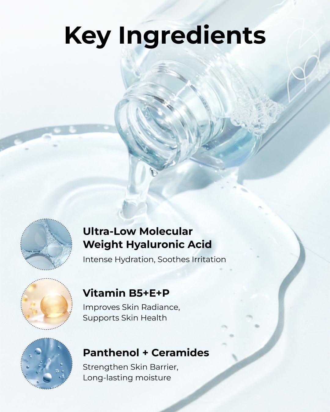 BOM Hyaluronic Acid Moisture Toner 6.76 fl oz, Lightweight Vegan Toner with Vitamins, 72 Hour Hydration Lock, Non Sticky Formula, Hypoallergenic, Sensitive Skin, Korean Skincare