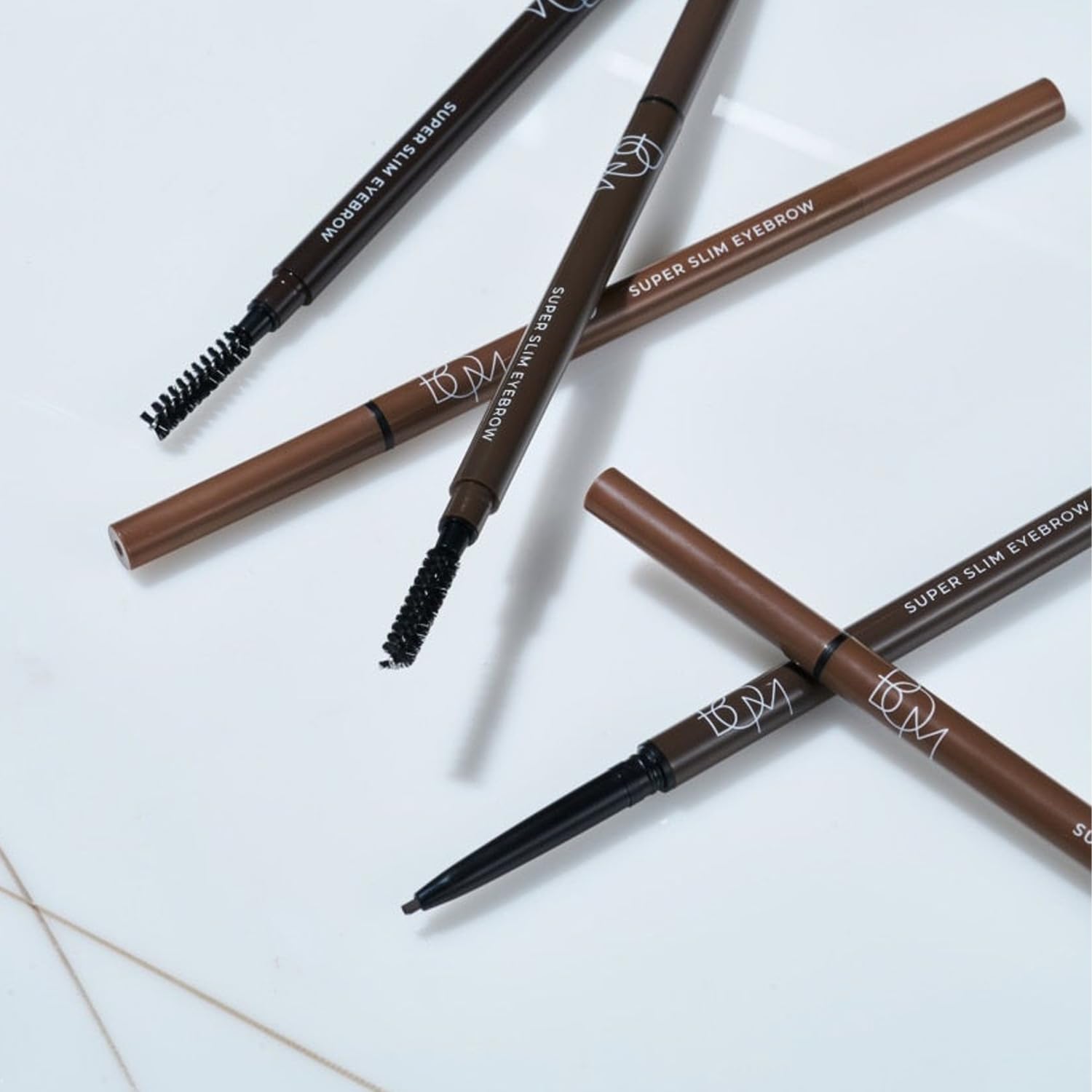 BOM Super Slim Eyebrow 0.1g, Charcoal Brown, 1.5mm Defining Brow Pencil Hard Formula Natural Looking Long-lasting