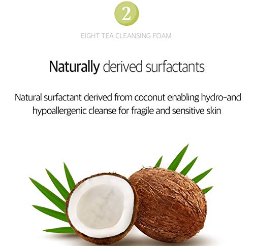 BOM Eight Tea Cleansing Foam Mild Low pH Face Cleanser with 8 Kinds of Tea Extract, Daily Face Wash for Dry skin, 150ml / 5.07 fl.oz