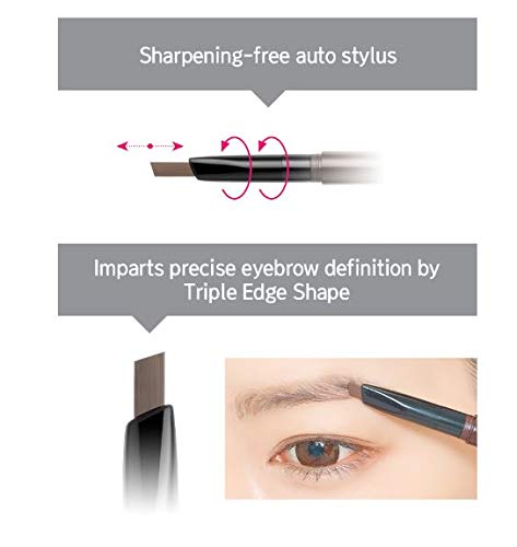 BOM 3 in 1 Triple Edge Eyebrow Pencil with Blender and Spoolie Long Lasting Waterproof