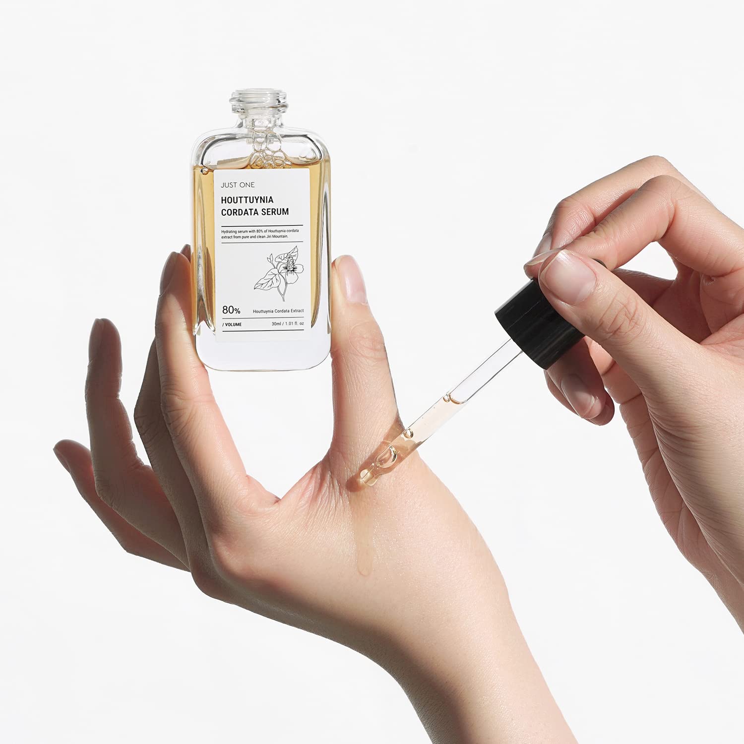 BOM COSMETICS Just One Houttuynia Cordata Serum 1.01 Fl. Oz, Soothing Skin Care with 8 Hyaluronic Acids, Hydrating & Calming Serum for smooth skin, Korean Skin Care