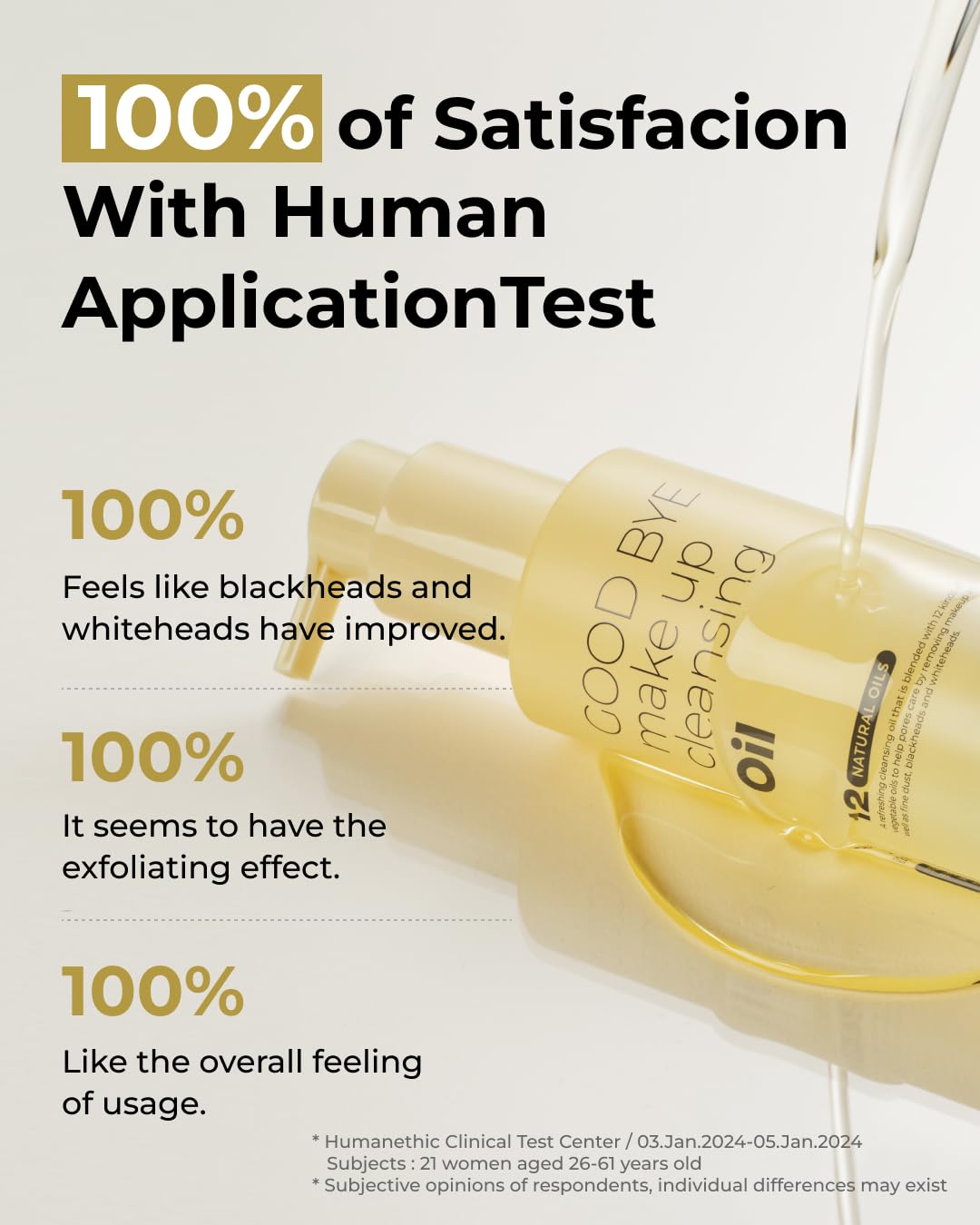 BOM COSMETICS Good Bye Makeup Cleansing Oil 6.76 fl oz. Pore Care and Daily Exfoliation with Residue-Free Oil Cleanser, Watery Lightweight Texture for Face Wash and Makeup Removal, for Sensitive Skin