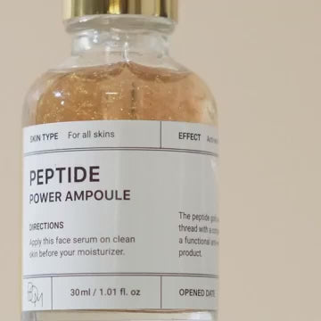 BOM Korean Skincare,Peptide Power Ampoule, anti-aging and finelines,dark spot fading,reduce dullness, Firming Serum to Improve Elasticity and Radiance,1.01 Fl Oz, Penta-Peptide with 24k Gold Thread and 99% Pure Gold to Boost Collagen