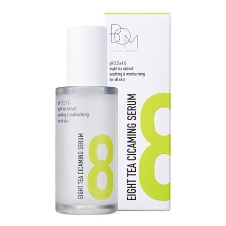 BOM COSMETICS Eight Tea Cicaming Serum 1.28 fl. Oz, Hyaluronic Acid, Moisturizer for Sensitive & Dry Skin, Non-Sticky, Panthenol & Ceramide for Soothing and Moisturizing, Glass Skin Korean Skin Care