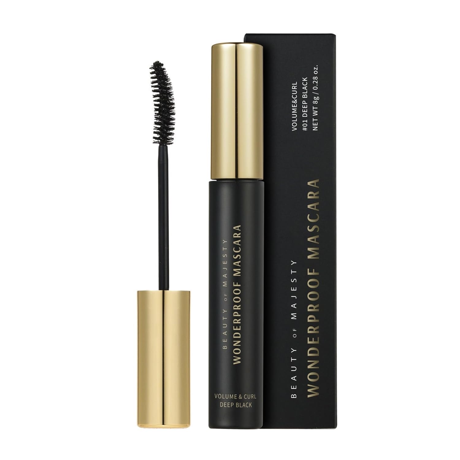 BOM WONDERPROOF Mascara Volumer Curl, Deep Black Color, Eyelash Volumizing Longer Looking Waterproof