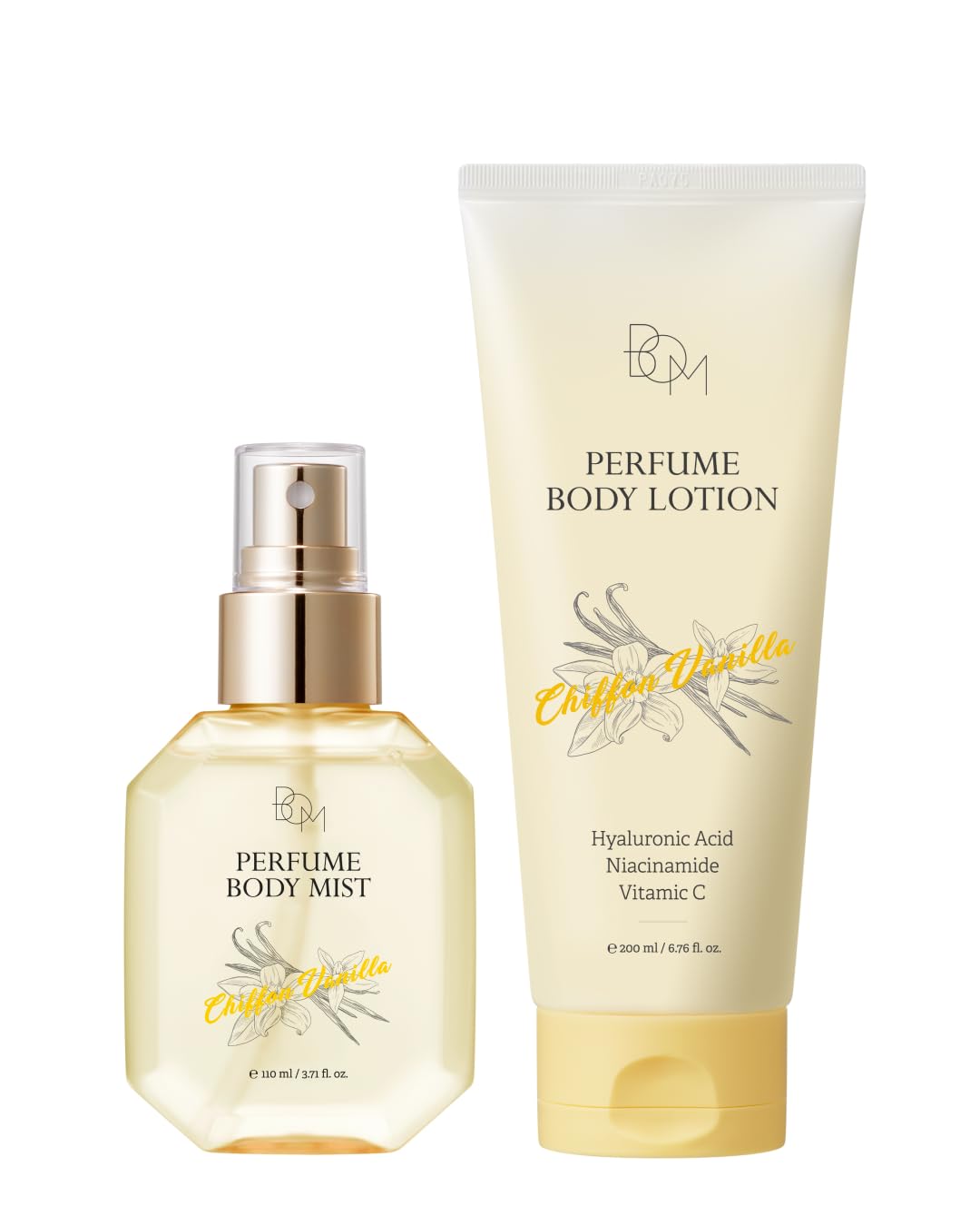 BOM Chiffon Vanilla Perfume Body Mist 3.71 fl.oz & Body Lotion 6.76 fl.oz Bundle