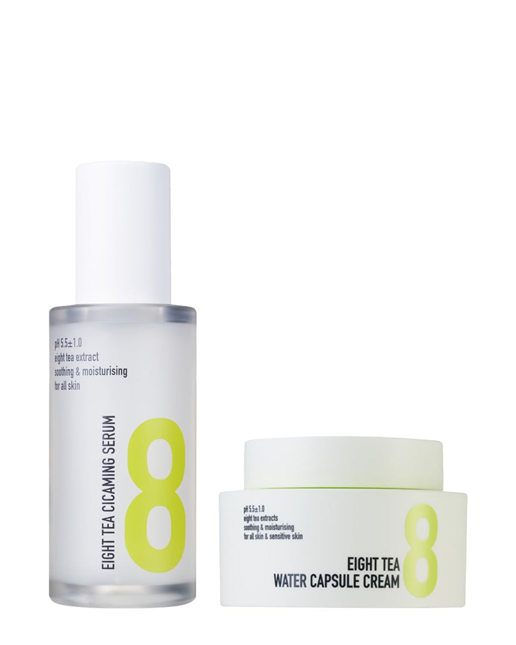 BOM Eight Tea Cicaing Serum 1.28 fl.oz & Water Capsule Cream 1.76 fl.oz Bundle