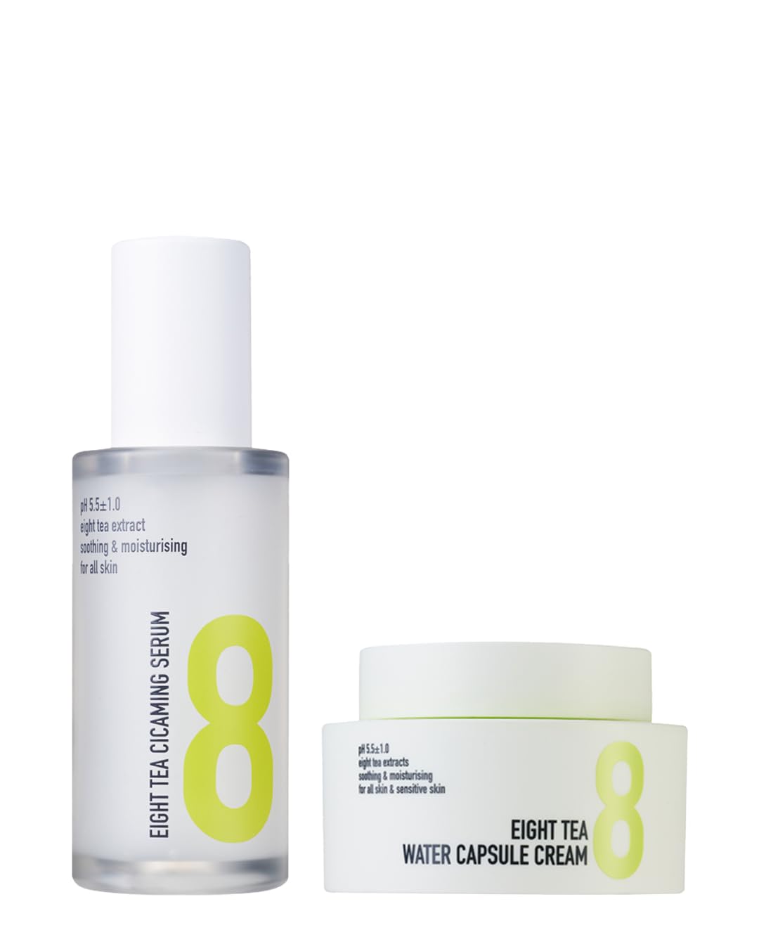 BOM Eight Tea Cicaing Serum 1.28 fl.oz & Water Capsule Cream 1.76 fl.oz Bundle