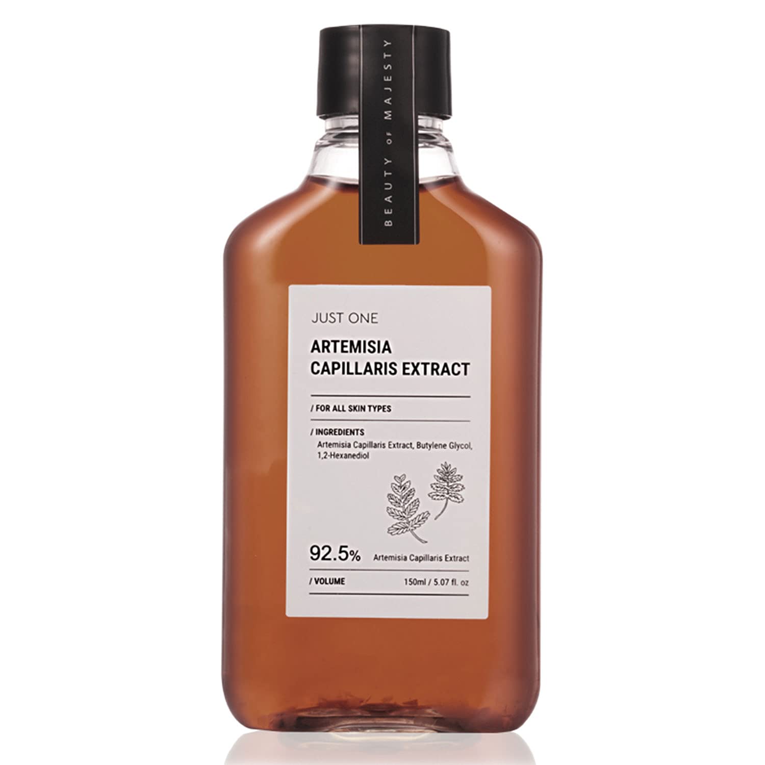 BOM Just One Artemisia Capillaris Extract 150ml 5.07 fl. oz. 92.5% Herbal Extract Vegan Facial Toner Alcohol Free for Face, Scalp