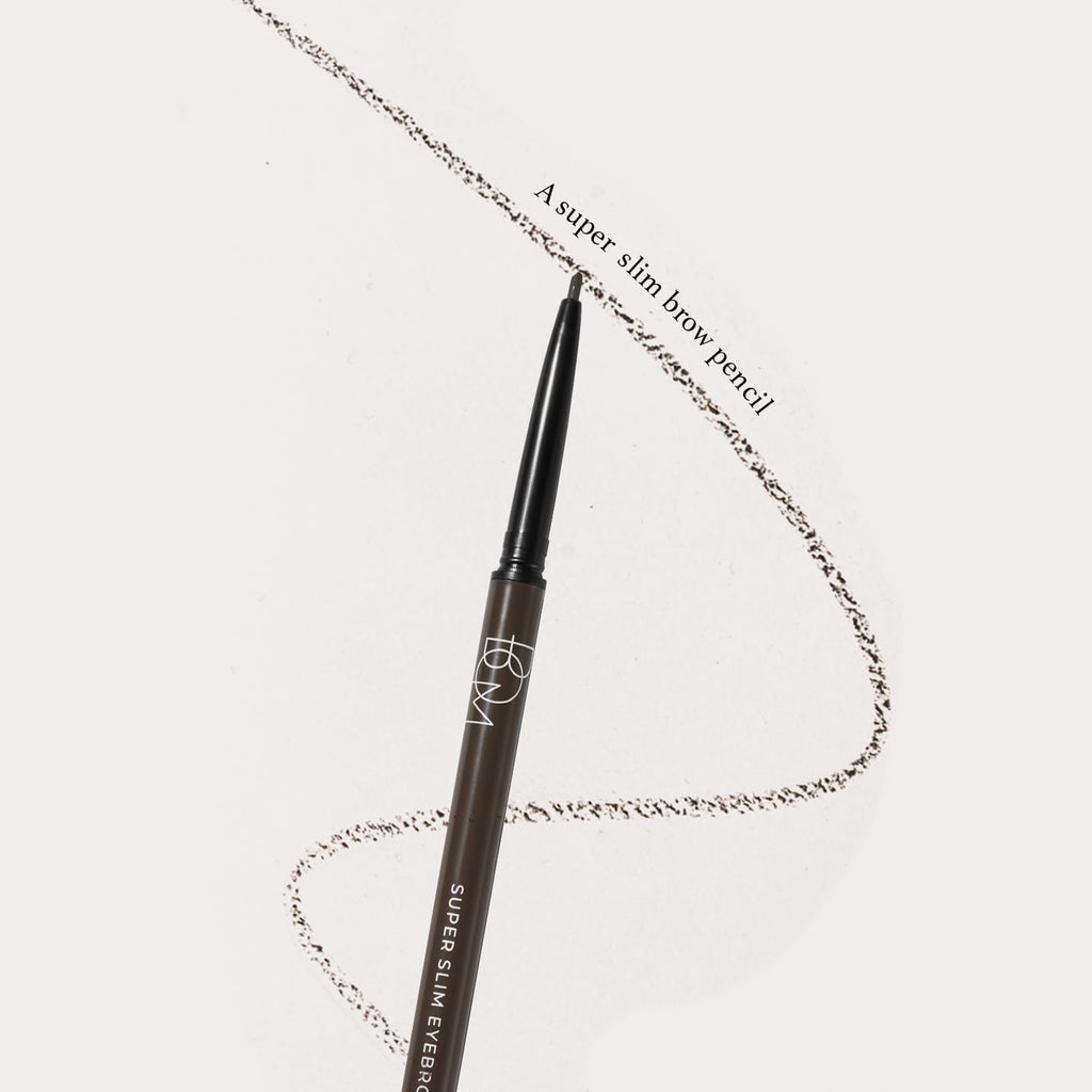 BOM Super Slim Eyebrow 0.1g, Charcoal Brown, 1.5mm Defining Brow Pencil Hard Formula Natural Looking Long-lasting