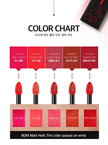 BOM COSMETICS Matt Holic Tint 0.31 oz. 8.5g,Blurring Vivid Color Tint for a Smooth & matte Finish, Oil Complex for Moisturizing Lip Care, Long lasting & Non Sticky Formula, Korean Makeup