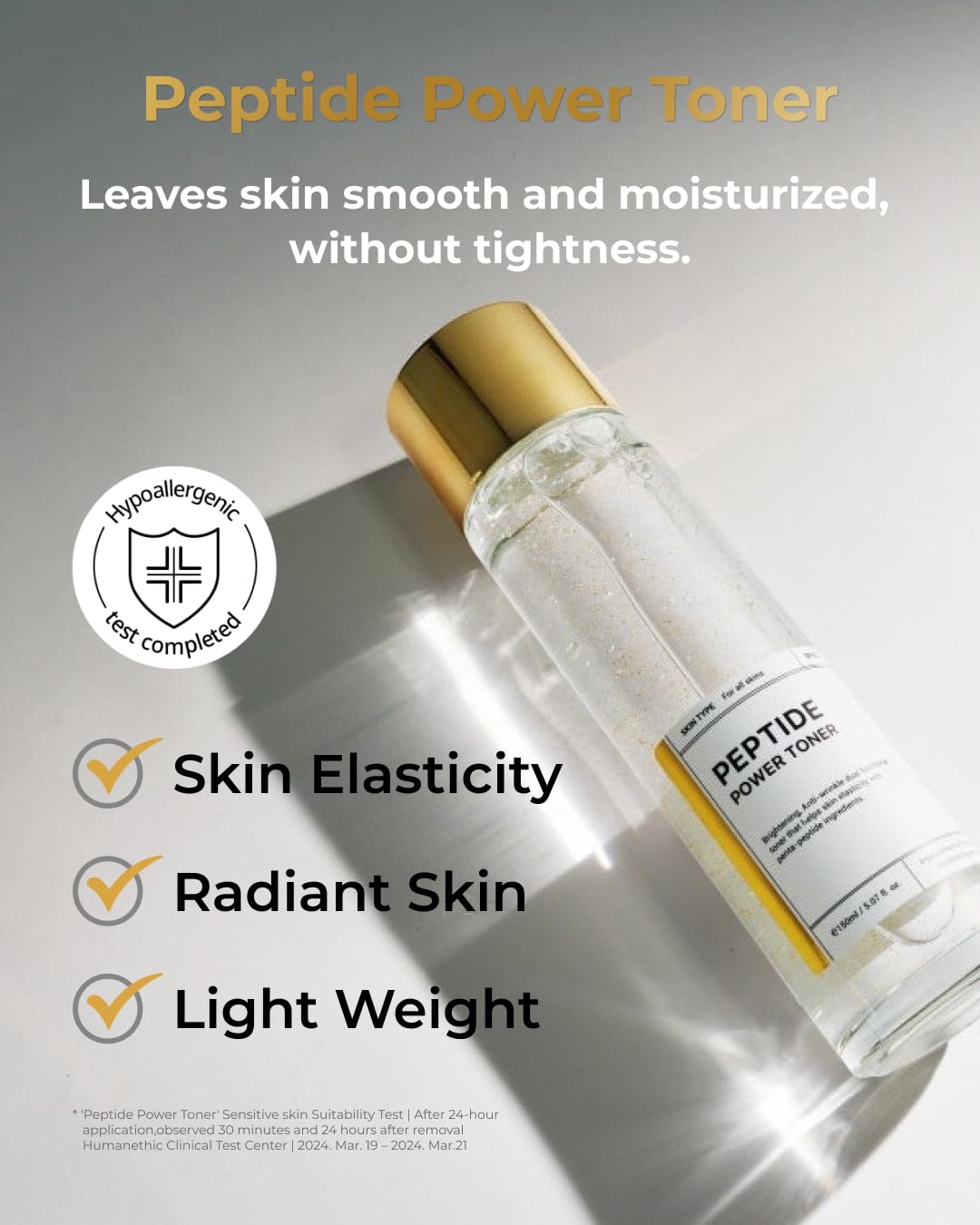 BOM Cosmetics A Set of Peptide Power Skincare with 3 Kinds of Items (Toner, Ampoule, Cream), 24K Gold & Pentapeptide for Skin Collagen Boost, Smoothness and Long-Lasting Moisture, Korean Skincare