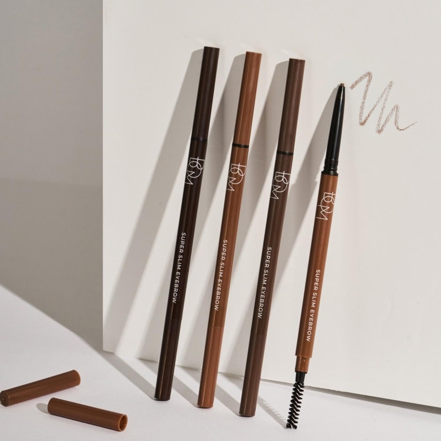 BOM Super Slim Eyebrow 0.1g, Charcoal Brown, 1.5mm Defining Brow Pencil Hard Formula Natural Looking Long-lasting