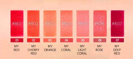 BOM My Lipstick 809 Chilli Red, Long Lasting Strong Red Matte Lipstick Velvet Texture