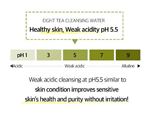 BOM COSMETICS Eight Tea Aqua Cleansing Water Makeup Remove Cleansing Water with Tea Extract Soothing Moisturizing Finish for Dry and Sensitive Skin 500mL / 16.9 fl.oz