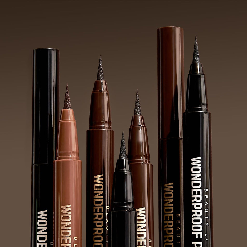 BOM Wonderproof Pen Eyeliner Waterproof Liquid Eyeliner Pen Long Lasting Easy & Quick Drying, Soft Brown