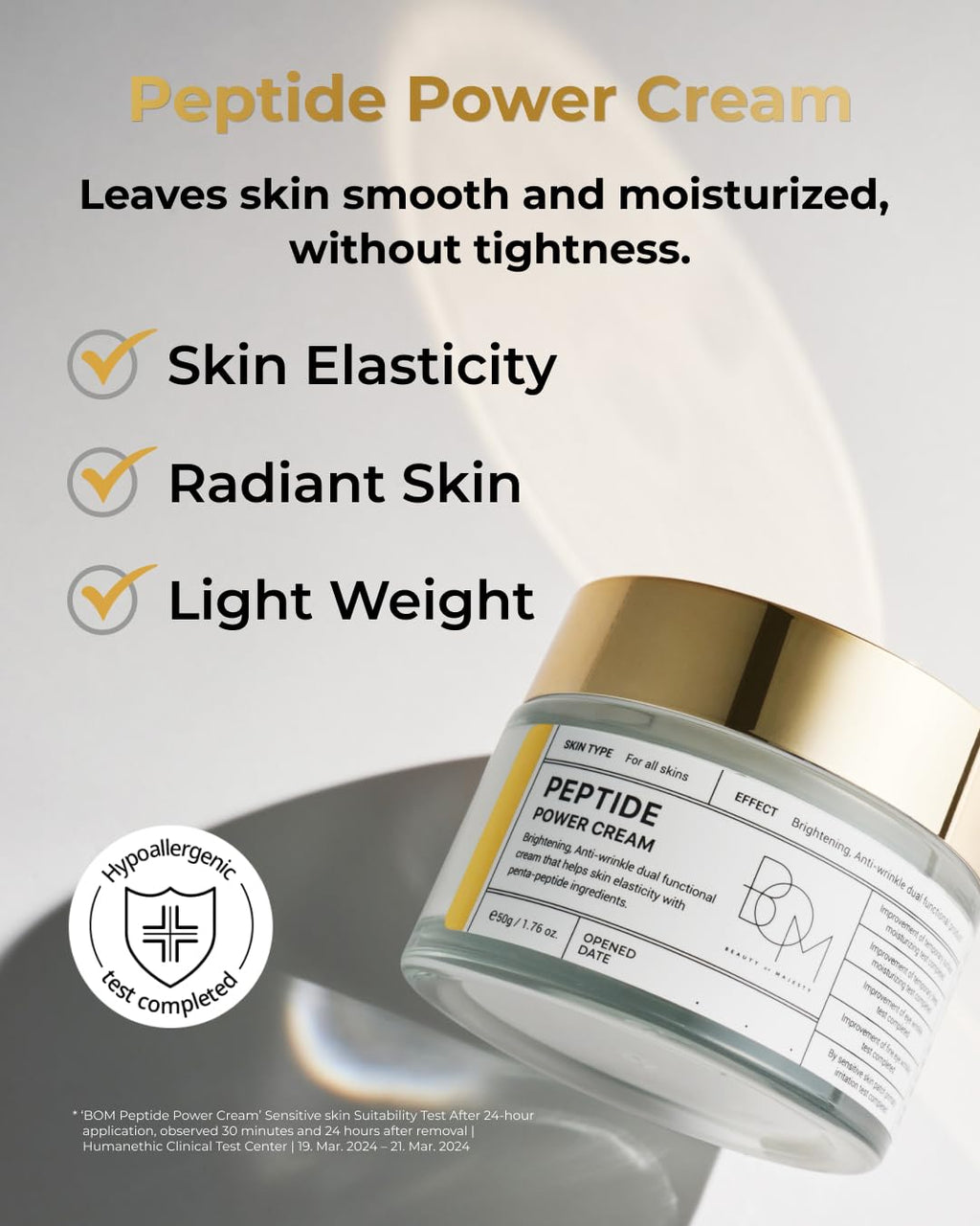 BOM Cosmetics A Set of Peptide Power Skincare with 3 Kinds of Items (Toner, Ampoule, Cream), 24K Gold & Pentapeptide for Skin Collagen Boost, Smoothness and Long-Lasting Moisture, Korean Skincare