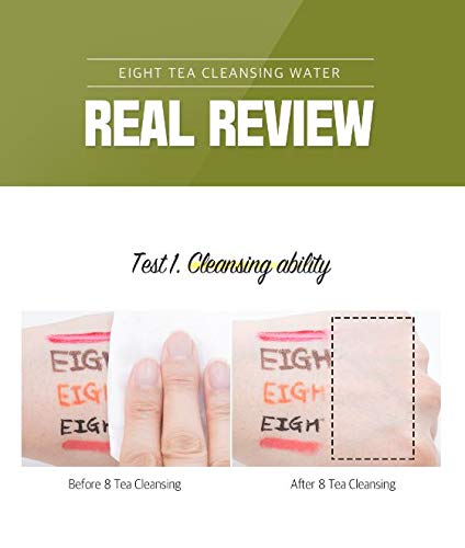 BOM COSMETICS Eight Tea Aqua Cleansing Water Makeup Remove Cleansing Water with Tea Extract Soothing Moisturizing Finish for Dry and Sensitive Skin 500mL / 16.9 fl.oz